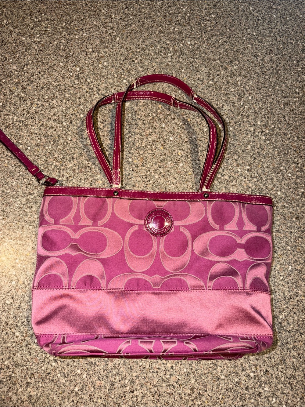 Coach Pink y2k Signature Stripe Tote Purse